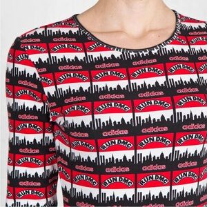 adidas RUN DMC Graphic Long Sleeve Bodysuit in Black, Red, White